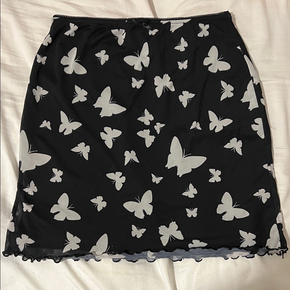 Wild Fable Black and White Butterfly Pencil Skirt